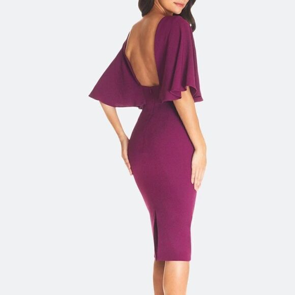 Dress The Population Womens Louisa Dress Size Small Magenta Open Back - Picture 3 of 12